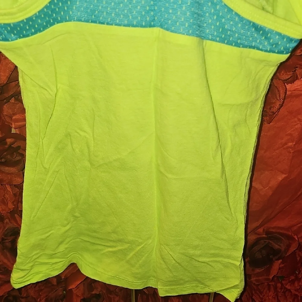 Justice Vibrant Yellow and Blue Soccer Racerback Tank Top Size 7 LIKE NEW